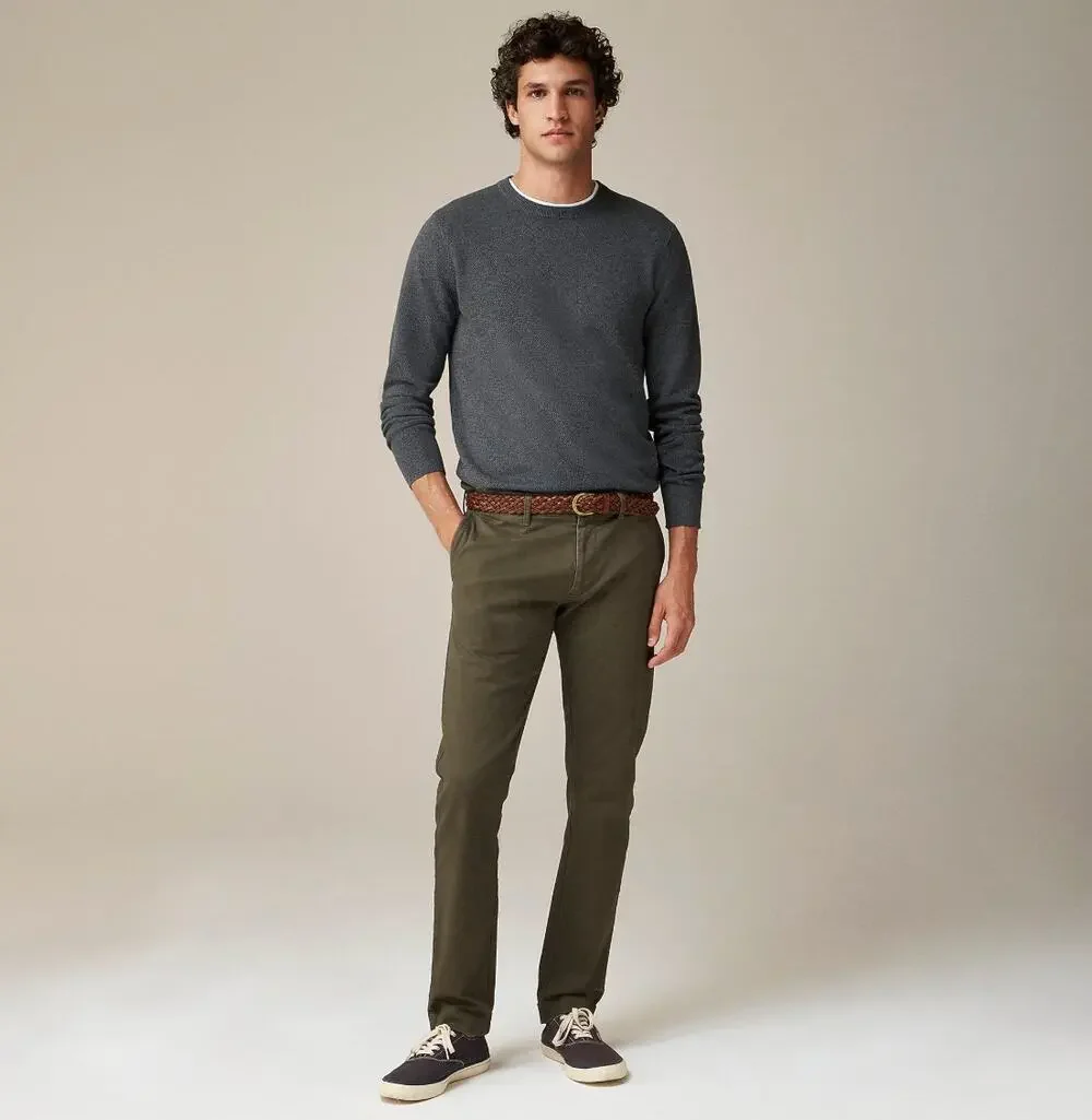 J.Crew 484 Slim Fit Stretch Chino Pant Khaki Green Cotton Mens W 34 L 30 NWT
